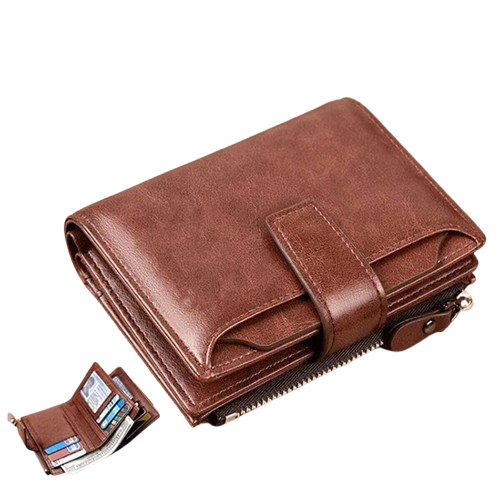 Men’s RFID leather wallet with zipper